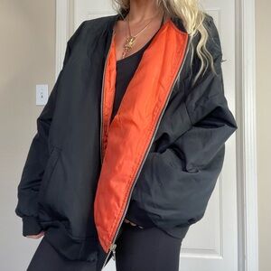 Black / Orange Women's Bomber Jacket